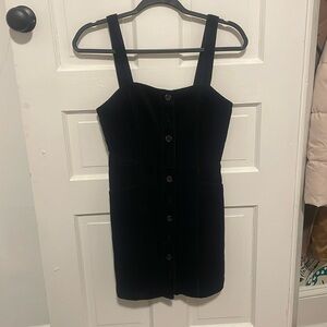 ☀️ Black Ribbed Velvet Mini Dress